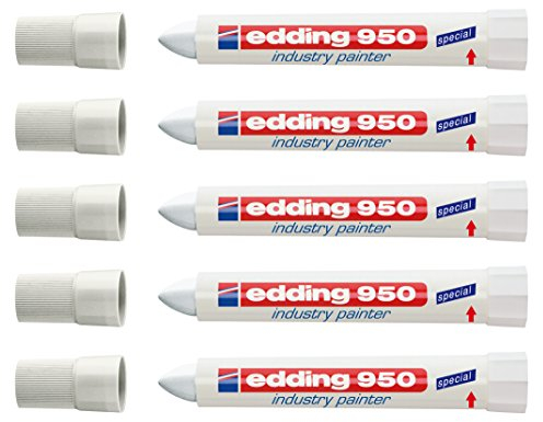 edding Spezialmarker 950 industry painter, 10 mm | (5 Marker, weiß)