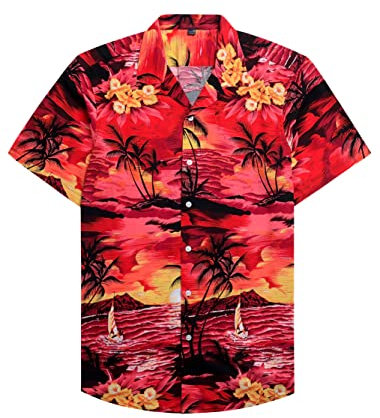 siliteelon Mens Hawaiian Shirt Short Sleeve Floral Aloha Shirts for Summer Beach Holiday,L