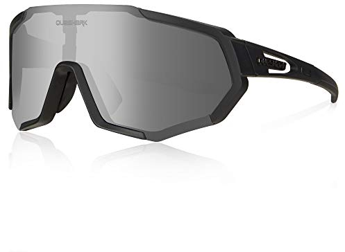 Queshark Sportbrillen Fahrrad Brillen Damen Herren Polarisierte UV400 Schutz mit 3 Wechselgläser Radbrillen für Outdoor-Sport Radfahren Motorradfahren Laufen Angeln Golf