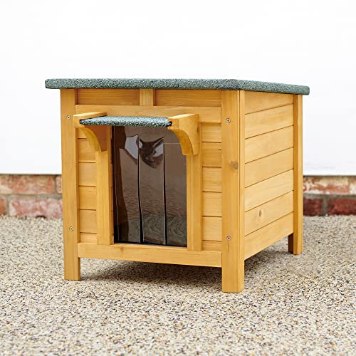 FeelGoodUK Wooden Hide House Cat Rabbit Shelter Shade Small Animal 42 w x 51 d x 42 h
