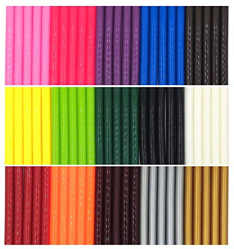Colored Hot Melt Glue Sealing Sticks for Letter Seal Stamp, VARACL Kids Mini Hot Glue Gun Sticks for Arts Gift Crafts,Home General Repair,15 Colors,75 PCS, Diameter 7 mm/0.28, Length 10 cm/3.9