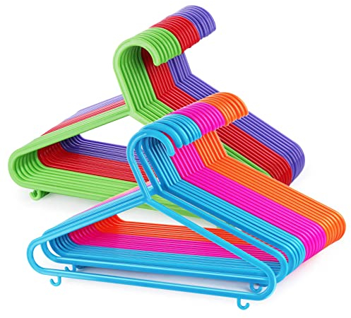 ilauke Babykleiderbügel 60 Stück Kinderkleiderbügel Kunststoff, Baby Kinderkleiderbügel Hangers mit Hosenständer, 28,5CM
