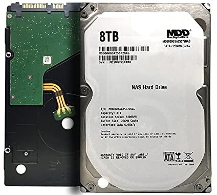 MDD MAXDIGITALDATA 8TB 7200 RPM 256MB Cache SATA 6.0Gb/s 3.5'' Internal Hard Drive for NAS Network Storage (MD8000GSA25672NAS) - 3 Years Warranty (Renewed)