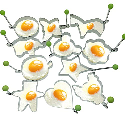 Stampo per uova fritte per padella – 11 pezzi anello per uova in acciaio inox – Anelli per uova con rivestimento antiaderente Pancake Ring Cooking Kitchen Gadget Tool