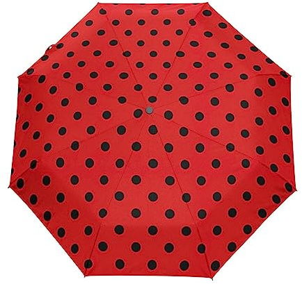 GAIREG Regenschirm mit schwarzen Punkten auf rotem Winddicht, kompakt, automatisches Öffnen und Schließen, zusammenklappbar, für Damen und Herren