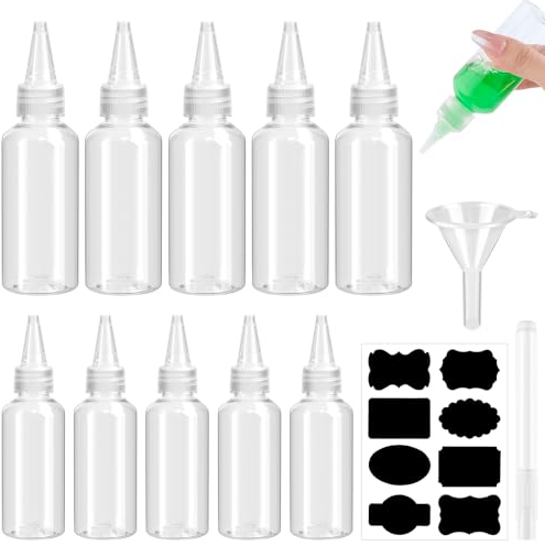 Mooshy 12 Stück Squeeze Flasche kleine Quetschflasche 6*60ml + 6*100ml Squeeze Flasche aus Kunststoff Klein Condiment Flaschen mit Trichtern Etiketten Stift Gewürzflaschen für Verschiedene Würzsaucen