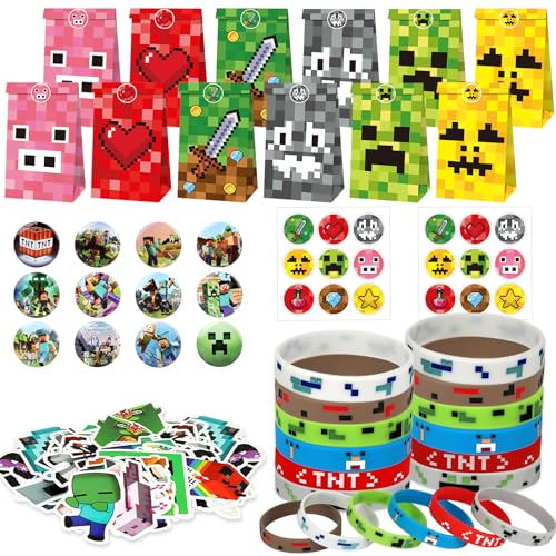 86PCS Videogiochi Miner Gadget Compleanno Bambini, Decorazione Per Feste a Tema Miner Gamer, Gadget Compleanno Bambini Kit, Accessori Festa per Bambini Miner Gaming Gadget Party Festa Bomboniere