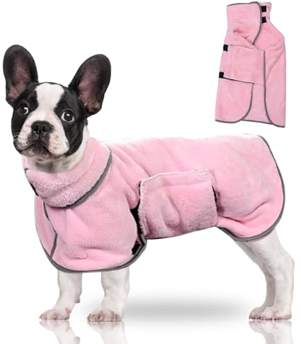 MOAZIFI Hundebademantel, Bademantel Hund, Hundebekleidung & Zubehör, Hundebademantel Für Große Hunde, Hundehandtuch, Hundebademantel Mittelgroße Hunde, Hundebademantel Kleine Hunde(Rosa, S)
