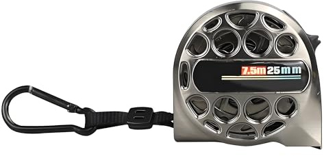 Mètre ruban en acier inoxydable, mètre ruban en métal, ruban à mesurer rétractable en métal, ruban à mesurer étanche (7,5 m x 25 mm)