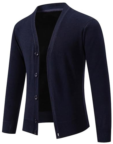 Cardigan en tricot pour homme Oktoberfest - Long - Manteau en tricot avec boutons - Veste en laine - Col en V - Veste chaude - Veste de transition épaisse - Vestes traditionnelles solides - Loisirs
