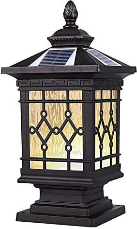 Courtyard Light Solar Post Light Glass Lantern Gate Pillar Lamp Fence Bollard Column Lamp Outdoor Garden Courtyard Porch Pedestal Light Waterproof Street Light Pathway Lighting