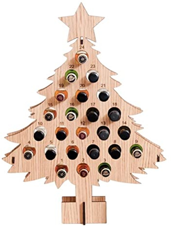 Träjulgran adventskalender 24 spår mini alkoholhållare stativ för dekoration jul nedräkning organisatör och gåva