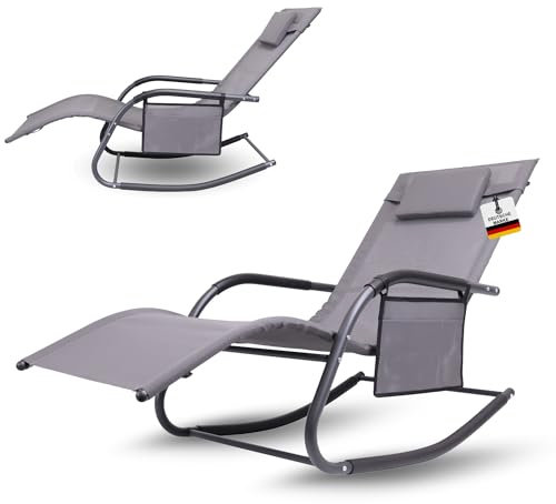 ALBATROS Premium Gartenliege C-Form | belastbar bis 160Kg | Schwungliege Relaxliege Gartenstuhl Schaukelstuhl Schaukelsessel | mit Kopfkissen | wetterfester ergonomischer Relaxsessel