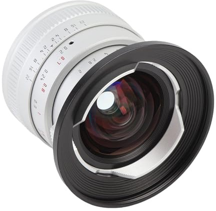 12mm F2.0 Ultra Vida Kameralins för E -montering APS C med 10 Bländarblad 0,2 M Min Fokusmanual Fokus för A6400 A6500 A6600 ZVE10 ZVE1 A7II A73 (Silver)
