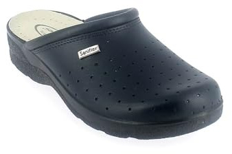 Saniflex 89841-10 Médico Certificado Zuecos Mules Zapatillas Zapatos de Cuero, Mujer, Azul, EU 36