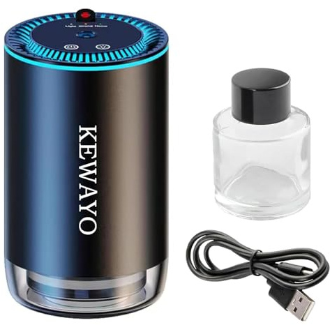 KEWAYO Smart Car Air Freshener, Car Aromatherapy Diffuser, Rechargeable Auto On/Off Fragrance Fresheners with Starry Lights Projector, 3 Adjustable Mode Scent Purifier(Fragrance-free)
