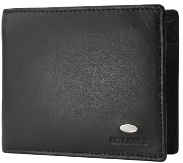 No Limits Portafoglio Uomo in Vera Pelle, Con Tasca Portamonete, Inserti Effetto Carbon, PROTEZIONE RFID, Elegante Con Scatola, Classico Nero