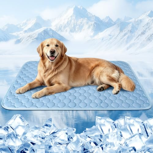 Gimars Alfombra Refrescante para Perro con Superficie Fresca Ice-Silk, Alfombrilla de Verano Lavable e Impermeable para Perros y Gatos, Antideslizante Plegable para Jaula Sofá Suelo Coche,100×70cm