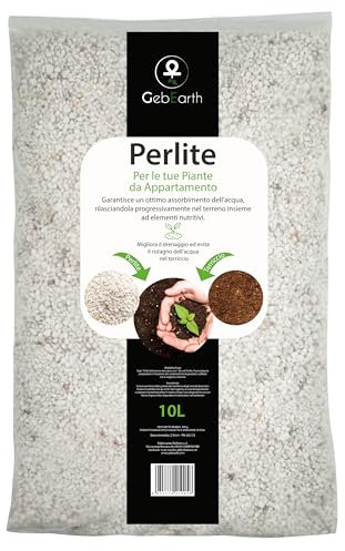 GebEarth® | Perlite per Piante in Vaso 10L | Pezzatura 2-6 mm | Migliora il Drenaggio dell’acqua | Perlite Espansa ideale per Piante Grasse, Orchidee, Carnivore e Altre Piante Sensibili all’umidità.