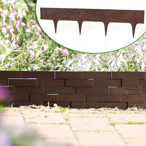 GardenPlast® StonePalisade - Bordo da giardino per palizzata, effetto pietra, 2,37 m, colore: Marrone