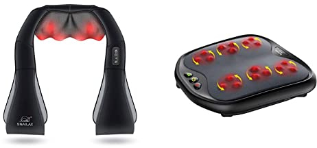 Snailax Massagegerät mit Wärmefunktion & Shiatsu Fussmassagegerät mit Wärmefunktion,18 Flexible Kneading Massageköpfen, Fußwärmer, elektrisches Fußmassagegerät zur Entspannung, Geschenke