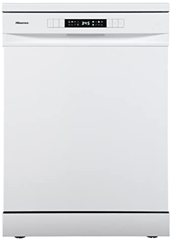 Hisense HS623D10W - Lavavajillas Independiente 60 cm, 3º Bandeja, Bajo consumo, 14 Cubiertos, 7 Programas, 47 dB con modo Lavado Rápido, Libre instalación, Blanco
