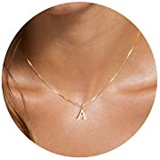 Foxgirl Gold Initial Necklaces for Women, Dainty Gold Letter Necklace Tiny A-Z Pendant Choker Necklace Trendy Cute Personalized Monogram Name Necklace Gold Jewelry Necklace for Women Gift