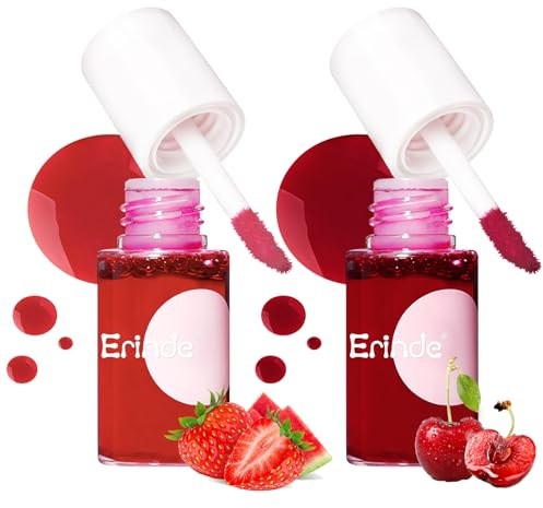 Erinde Lip Tint Stain Maquillaje, Tinta de labios natural coreana, maquillaje resistente al agua, mini lápiz labial líquido, no pegajoso y de larga duración #02#04