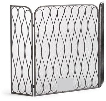 Funkenschutzgitter Schwarze europäische Art-Kamin-Schirm-Metallleitplanken-Trennwand mit Maschen-Dekorations-Eisen-Schutzzaun Feuerschirm