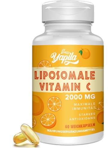 Vitamine C liposomale 2000mg - Acide Ascorbique à Absorption Maximale, Vitamine C À Haute Dose, Soutien Antioxydant, Douce pour l’estomac, Non-OGM, Sans Soja