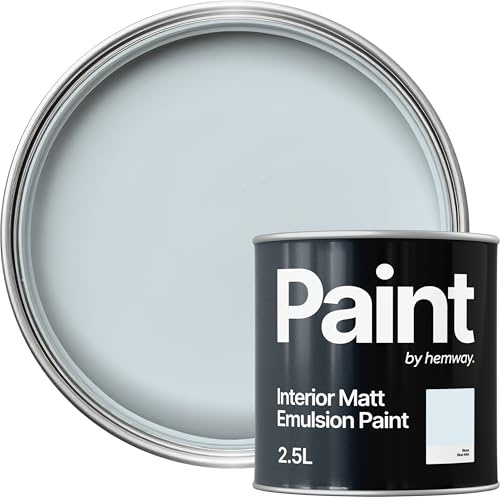 Hemway Blue Mist Paint 2.5 L, Indoor Matt Finish, One Coat, Wall Paint, Acrylic & Water-Based Emulsion, Quick Dry & High Coverage for the Kitchen, Bathroom & Bedroom Walls & Ceiling