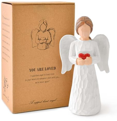 LAGAHS Engelsfiguren für Frauen, Schutzengel-Statuen und Figuren, Harzengel, Statue mit Herz für Thanksgiving, Weihnachten, Heimdekoration, Engelsgeschenke, Ornamente