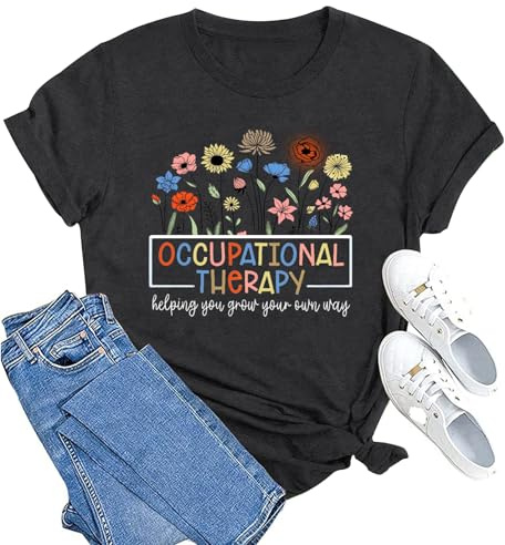 MAIHUN Occupational Therapy Shirt for Women Occupational Therapist Tshirt OT Month Gift Tee Top Grey