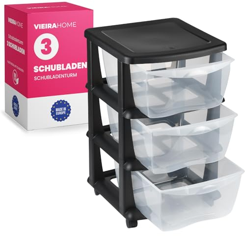 Rollcontainer kunststoff Schubladenschrank bastelwagen schubladenturm schubladen | plastikschrank schubladenbox transparent - Made in EU