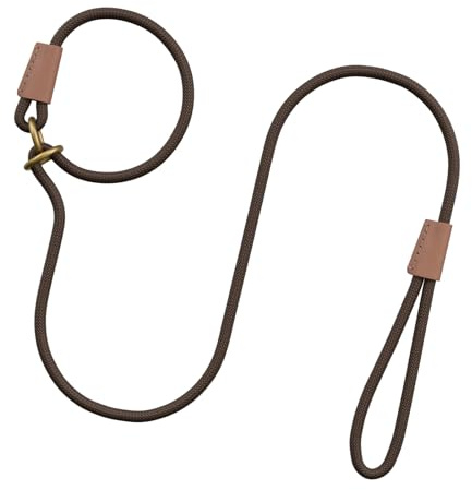 Correa Perro Lazo para Pequeño, Mediano y Grande - con Enganche de Metal Robusto y Asa Suave - Cómoda de sostener - Adecuado para Adiestramiento, Correr y Senderismo, Marrón, 1.5m