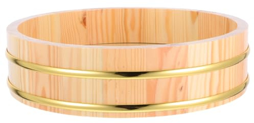 TOPBATHY Hangiri Sushi-Reisschale Aus Holz Mit Goldrand, Traditioneller Sushi-Reis-MischbehäLter FüR KüChe Und Restaurant, 26Cm