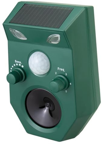 Agrarzone Lot de 2 répulsifs solaires à ultrasons pour animaux – Avec détecteur de mouvement et flash puissant – Défense efficace contre les chats, chiens, ratons laveurs, martres, souris – Répulsif