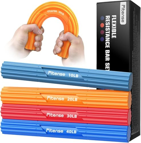 Fitense Flex Therapie Bar Kit, 10/20/30/40LBS Widerstand Bar, Tennisarm Therapie Bar, Twist Hand Exerciser Bars für Relief Tennisarm, Golfer Ellenbogen, & Tendinitis, Verbesserung der Griffstärke