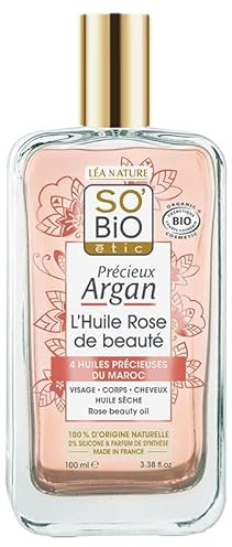 So bio étic | Huile Rose de Beauté - Précieux Argan | Nourrit – Sublime – Illumine | Soin visage, corps & cheveux | 100% d’origine naturelle | Fabriqué en France | 100 ml