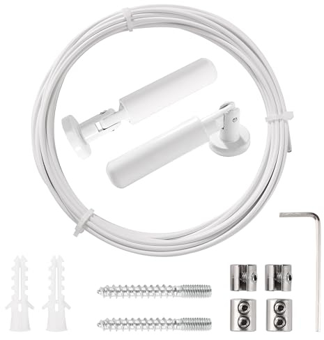 Lyeteung 5m Vorhang-Spanndraht Set, Gardine Stahlseil, für Foto-Draht, Wäscheleine, Fenster, Vorhang, Weiß