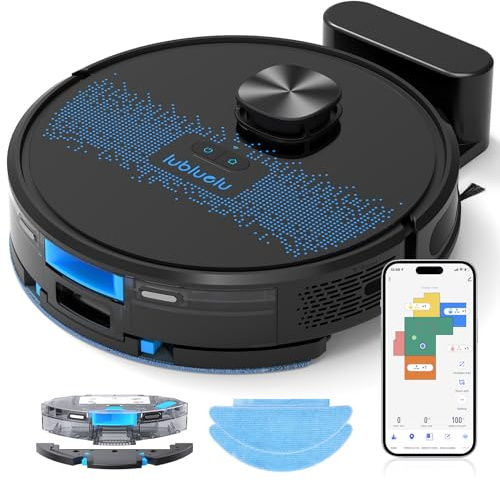 Lubluelu Robot Vacuum Cleaner and Mop Combo,Self-Charging, Anti-Siphon, for Pet Hair Carpets Hard Floor