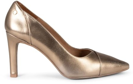 miMaO Zapatos Elegantes Vestir tacón Alto y Escote Cruzado Dorado, EU 37