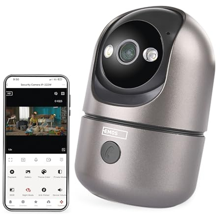 EMOS GoSmart – övervakningskamera för inomhusbruk 4 MP med dubbel WiFi och app – smart hem IP-kamera för inomhus – rörelsedetektering och spårning, mörkerseende och områdesinställning – 2-vägsljud