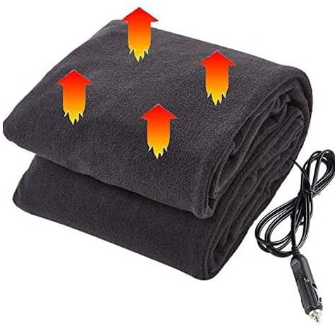 Big Ant 12v Heizdecke Auto mit Zigarettenanzünder, 145X105cm Kuscheldecke Sofadecke, kuschel Wohndecken , Wärmedecke für Reise Auto Hause Büro (Schwarz)