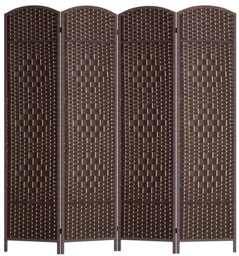FDW Room Divider Folding Privacy Divider 6 Ft Indoor Wall Divider Portable Partition Wood Screen, Brown (4 Panel)