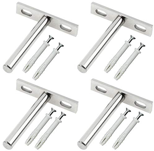 WFire Regalträger Regalbodenträger 4 Stück Schwimmende Regalhalterungen 79mm Unsichtbar Tablarträger Verzinkter Stahl Wandregal mit Schrauben und Dübel für Regale Wanddeko Möbel Schrank Regalhalterung
