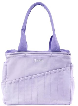 Soolla Studio Bag: Pottery Tool Bag & Craft Storage, Art Supply Organizer, Washable Tote, Knitting Yarn, Crochet Projects, 30 Pockets, 20+ Canvas Colors, Gift for Artists & Teachers (Lilac Love)