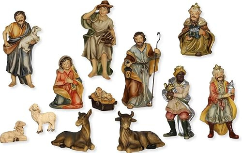FADEDA 12 x Johannes-krubbfigurer/höjd: 27 cm/handmålad/detaljerade krubbfigurer – julbord, dekoration, krubbtillbehör