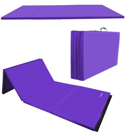 BalanceFrom 6x4 Feet 4-Panel Folding Gymnastics Mat – 2-Inch Thick Pad with Vinyl Surface and Carrying Handles for Tumbling, Yoga, Pilates, Home Workouts, and Martial Arts