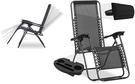 sunnypillow Sonnenliege Liegestuhl klappbar mit Getränkehalter - Gartenstühle für Garten Balkon Terrassen - Gartenliege wetterfest/Outdoor - Relaxliege verstellbare Rückenlehne mit Armlehnen